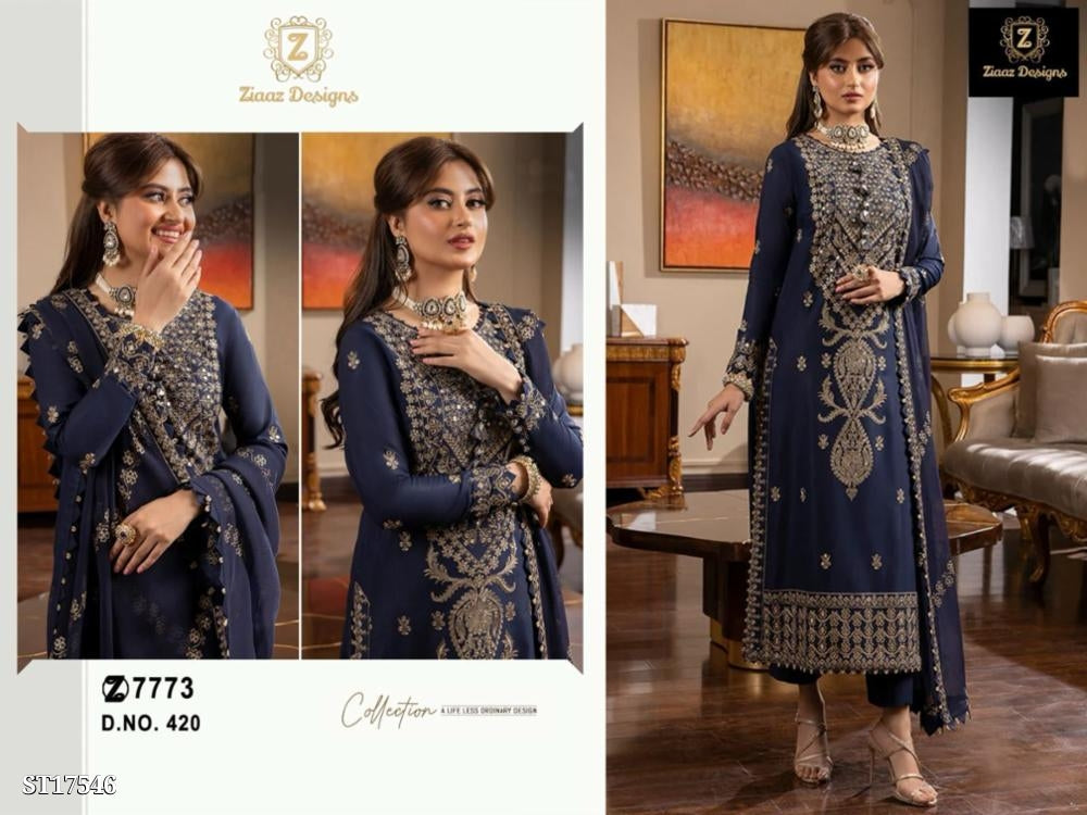 semi Sttich Heavy Georgette With Heavy Embroidery full stitching