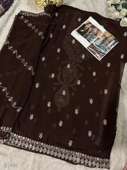 semi Sttich Heavy Georgette With Heavy Embroidery full stitching