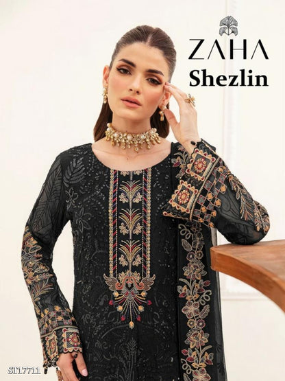 semi Sttich Heavy pure Georgette With Heavy Embroidery Dress