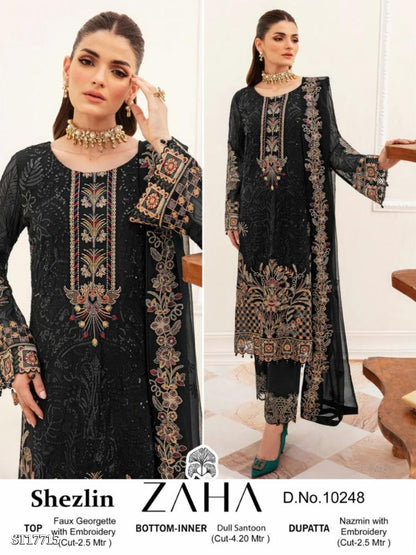 semi Sttich Heavy pure Georgette With Heavy Embroidery Dress