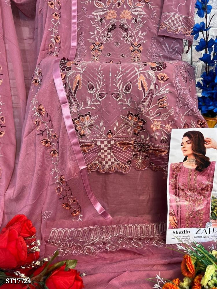 semi Sttich Heavy pure Georgette With Heavy Embroidery Dress