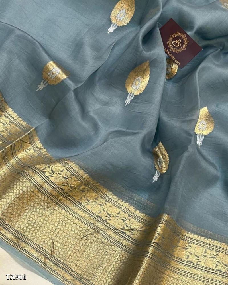 Banarasi Kora Organza Dyeable Semi silk Saree Double Zari Primium Quality