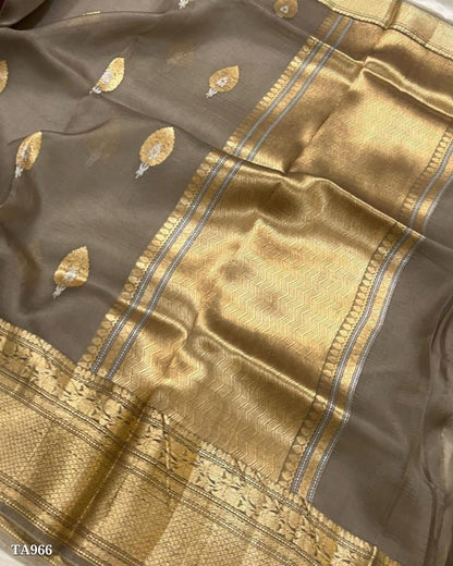 Banarasi Kora Organza Dyeable Semi silk Saree Double Zari Primium Quality