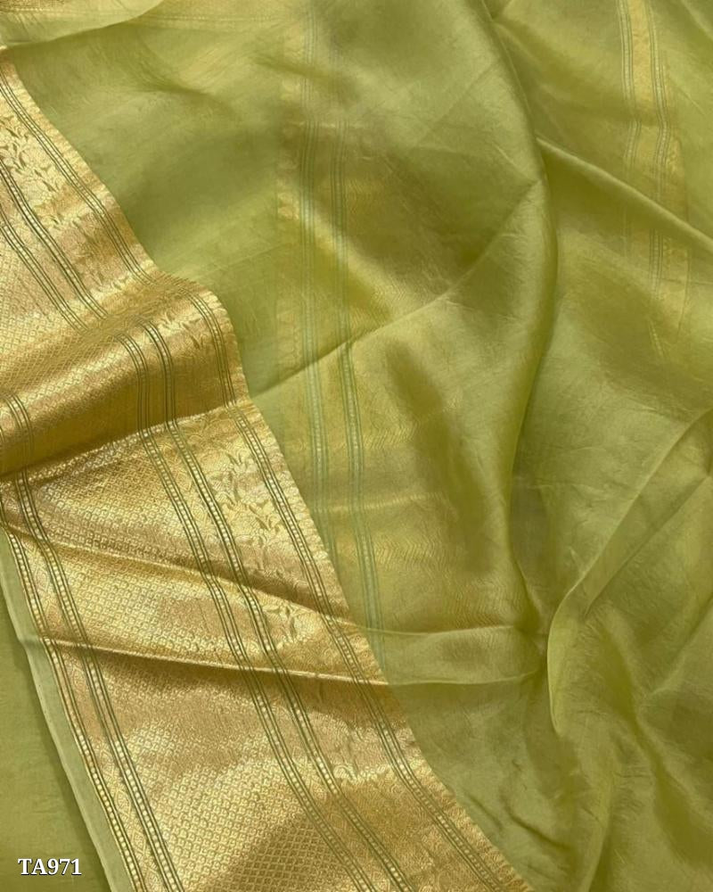 Banarasi Kora Organza Dyeable Semi silk Saree Double Zari Primium Quality