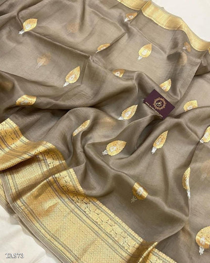 Banarasi Kora Organza Dyeable Semi silk Saree Double Zari Primium Quality