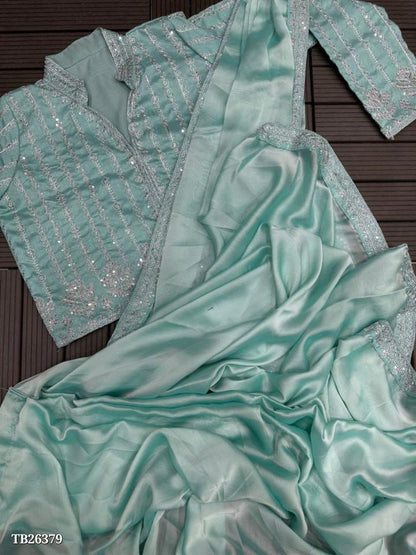 Fancy saree with fancy koti design concept ( full stitching)