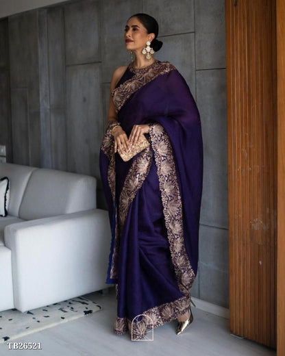 Fancy hand embroidery work Pure Gorgeet saree