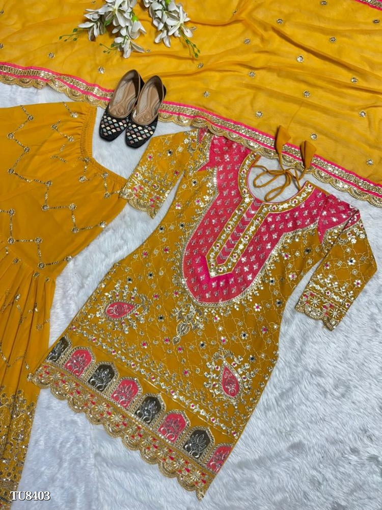 Top Sharara-plazzo With Dupatta set full stitching