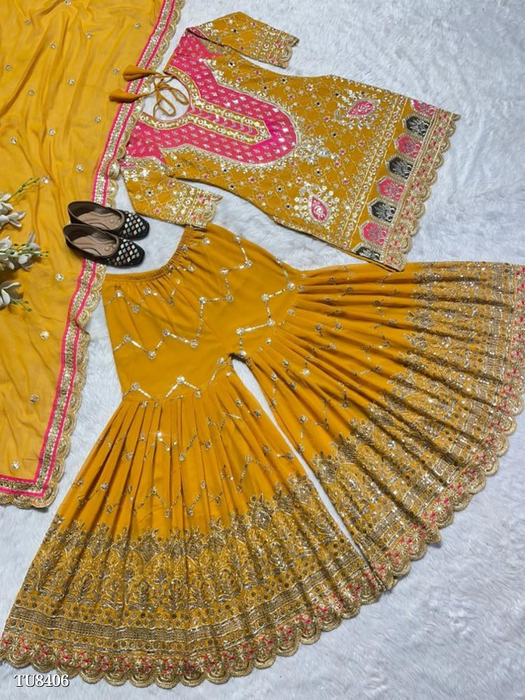 Top Sharara-plazzo With Dupatta set full stitching