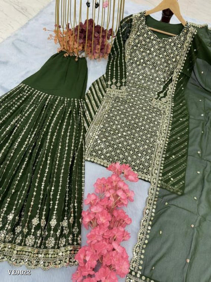 Designer Suit gharara dupatta set full stitching