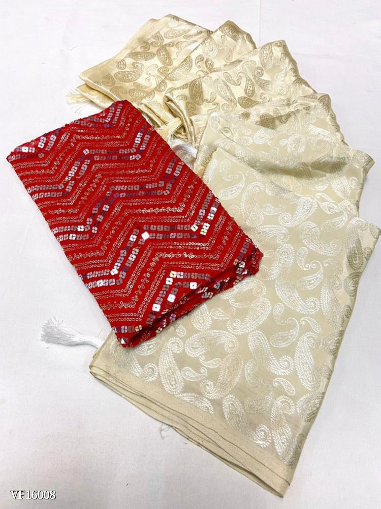 Soft sattin Georgette carry design simple shinny coating weaving work saree_