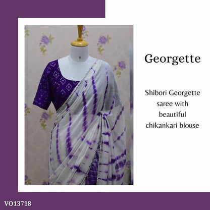 pure viscos georgette saree with fancy lace border & paired up ,with stitching blouse seqwance