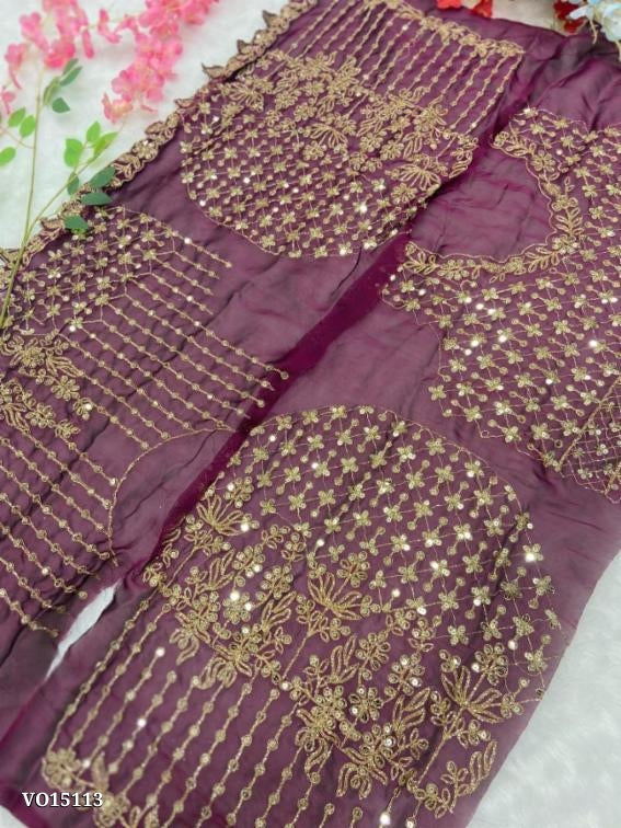 Premium Kasturi Silk Georgette Embellished With Beautiful Fancy ,Zari And Sequins Work