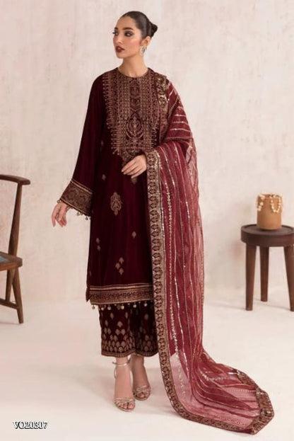 Suit VELVET WITH SEQUENCE EMBROIDERY WORK