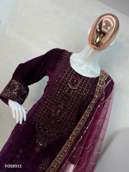 Suit VELVET WITH SEQUENCE EMBROIDERY WORK