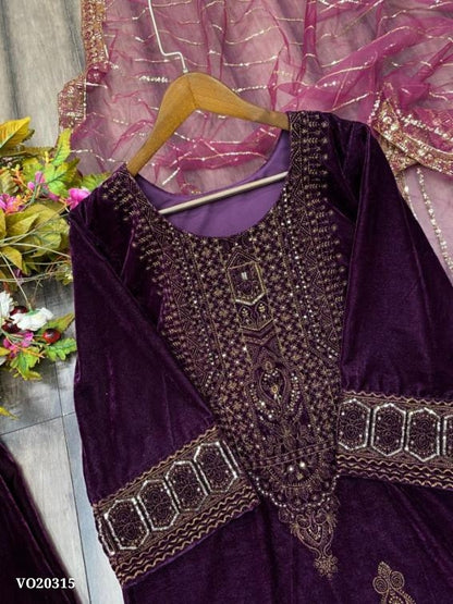 Suit VELVET WITH SEQUENCE EMBROIDERY WORK