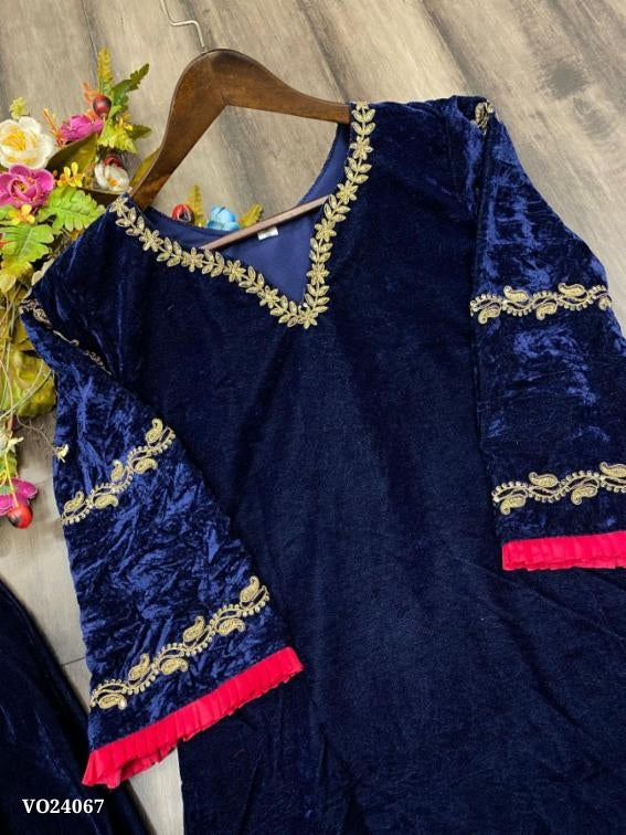 Viscose Velvet suits CORDING SEQUANCE EMBROIDERY WORK