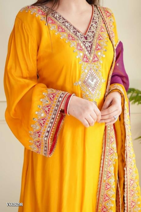 Fancy suit pent set full stitching with fancy embroidery work