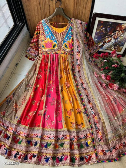 Fancy gown GOOD QUALITY PRINTED HEAVY MUSLIN OUTFIT