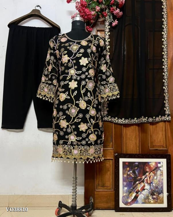 Suits GEORGETTE WITH HEAVY FANCY THREAD EMBROIDERY WORK (FULLY STITCHED)