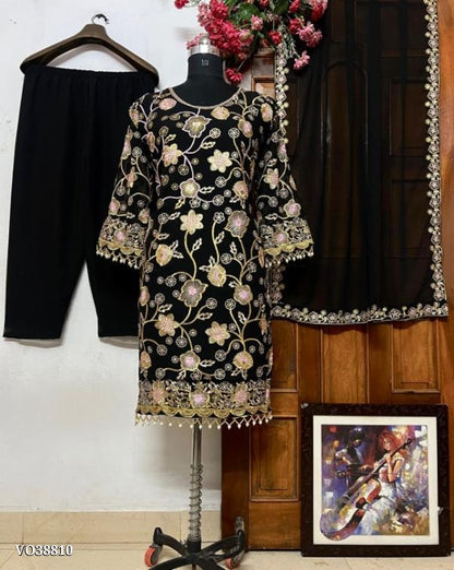 Suits GEORGETTE WITH HEAVY FANCY THREAD EMBROIDERY WORK (FULLY STITCHED)