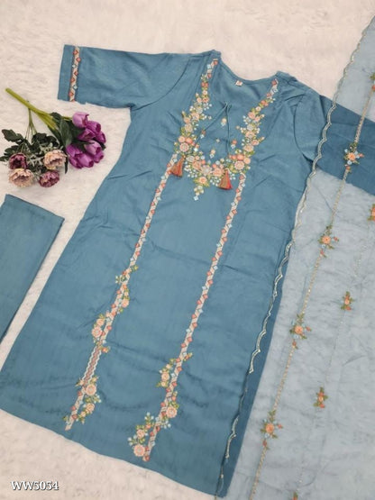 Kurti , pure VISCOSE RAYON WITH SEQUENCE EMBROIDERY WORK