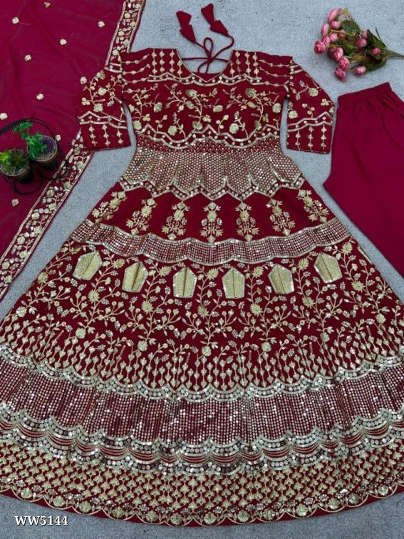 Fancy gown,fox Georgette With  Full Heavy 5mm Embroidery Sequence Work