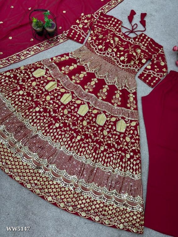 Fancy gown,fox Georgette With  Full Heavy 5mm Embroidery Sequence Work