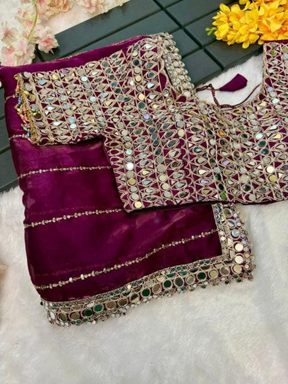 mirror work saree pure Jimmy choo