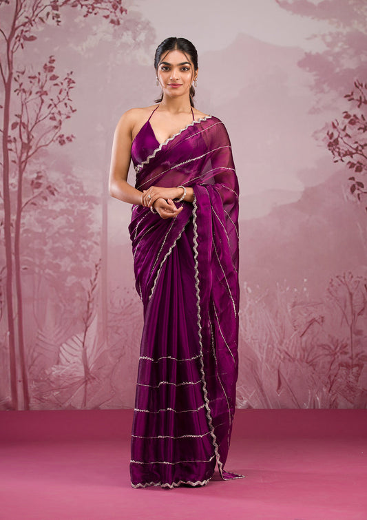 New Zimmy Choo Saree With Beautiful Khatli Cut Dana Handwork