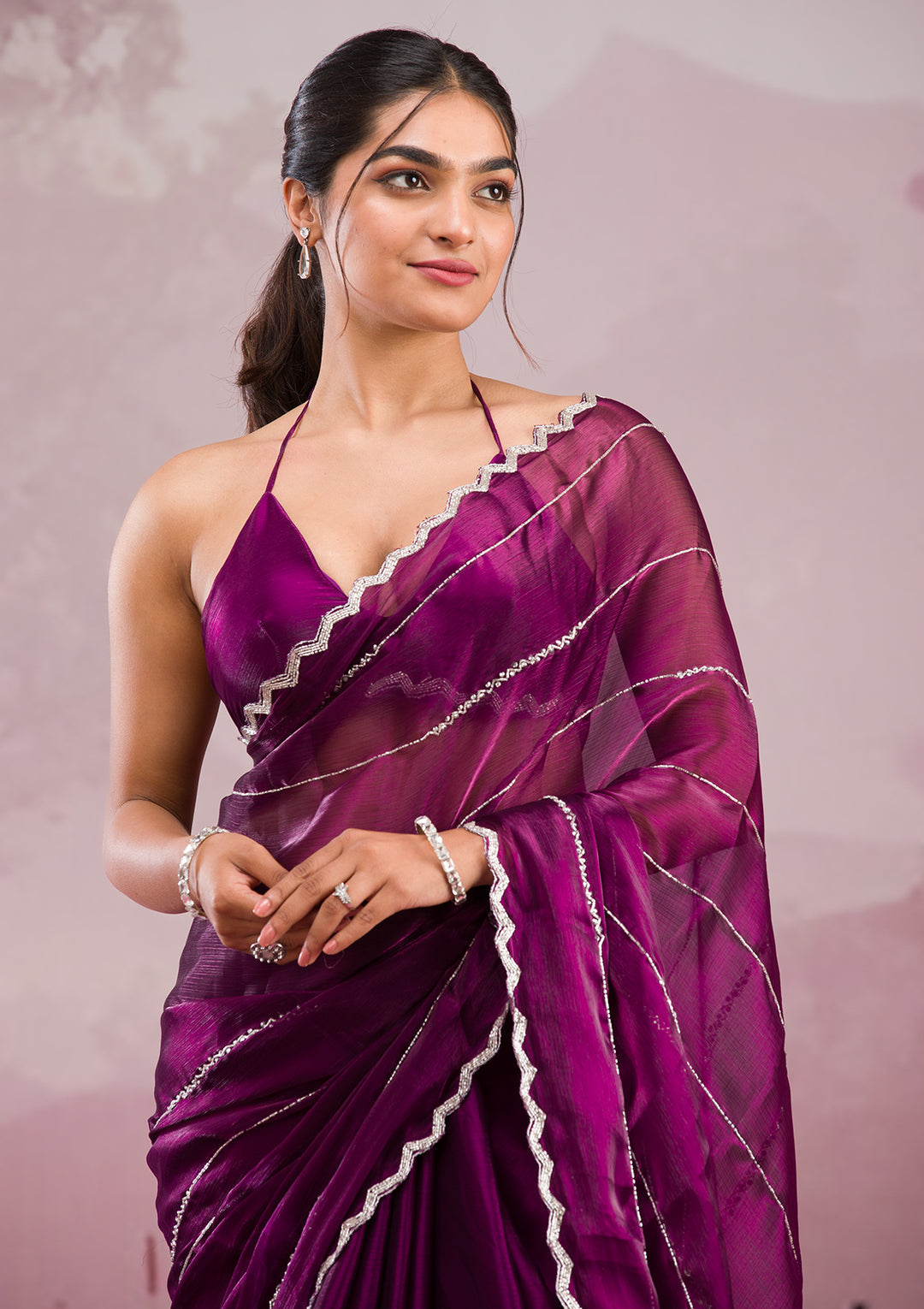 New Zimmy Choo Saree With Beautiful Khatli Cut Dana Handwork