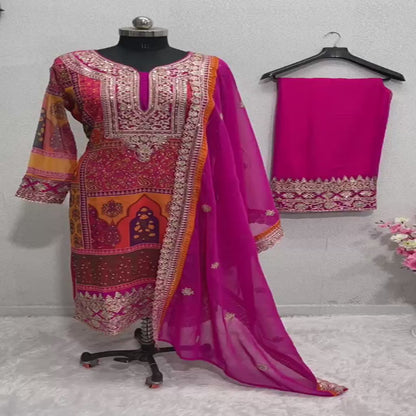 Suit, Pure GEORGETTE WITH DIMOND HAND WORK