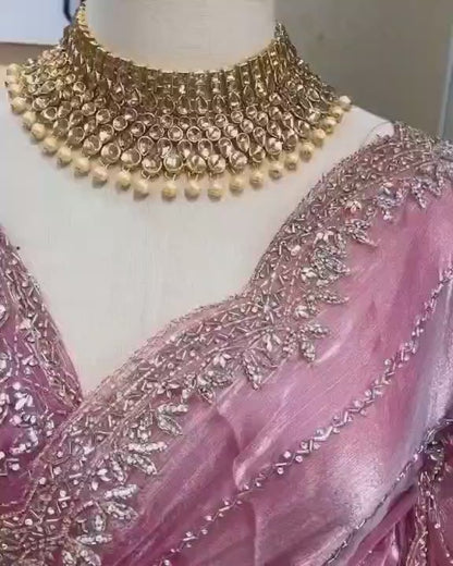 Zimmy Choo hand work saree diamond stone work