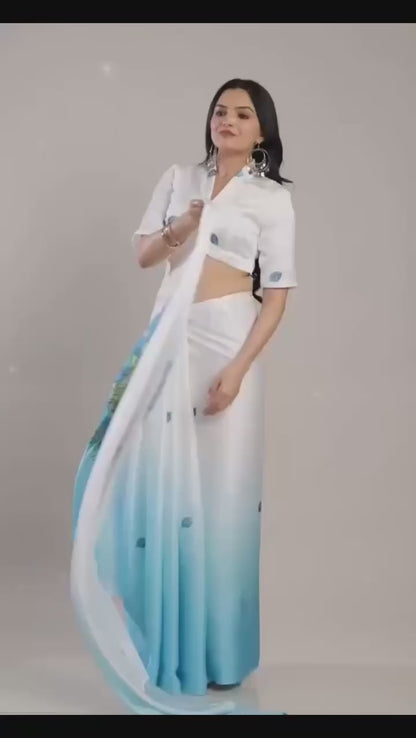 Hand free Saree Designer 2 Style Digital Printed