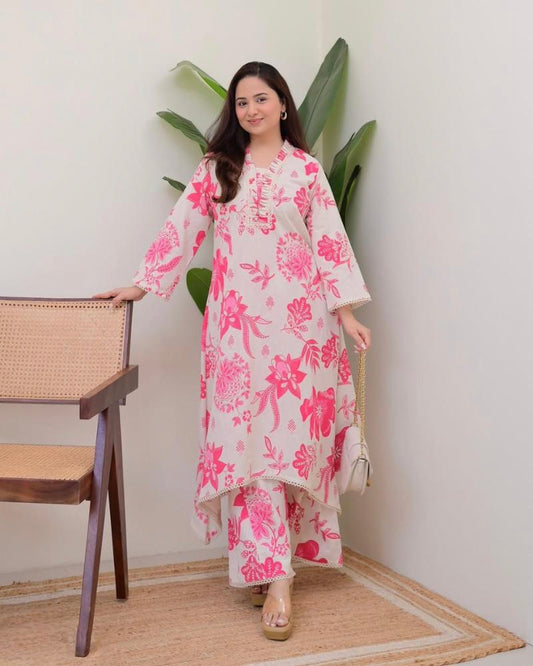 Cotton floral prints suits.