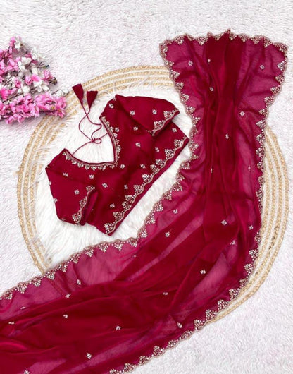 Sattan Saree With Beautiful C - pallu Brits Work