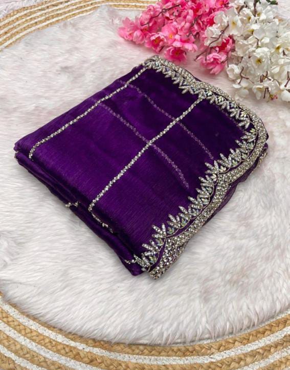 Zimmy Choo hand work saree diamond stone work
