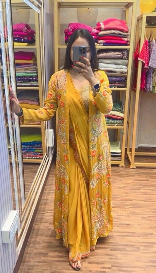 Draped saree with koti full stitching