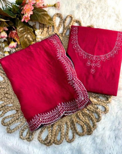 Pure Burburry Silk diamond work  saree