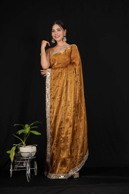 Mirror work saree