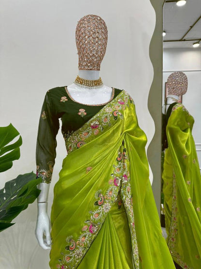 Party Wear Jimmy Choo Multi Sequence Work Saree