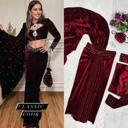 Viscose velvet REAL PEARL MOTI WORK