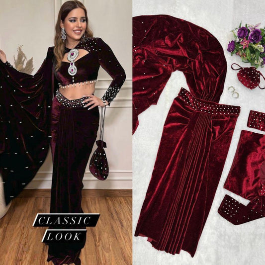 Viscose velvet REAL PEARL MOTI WORK