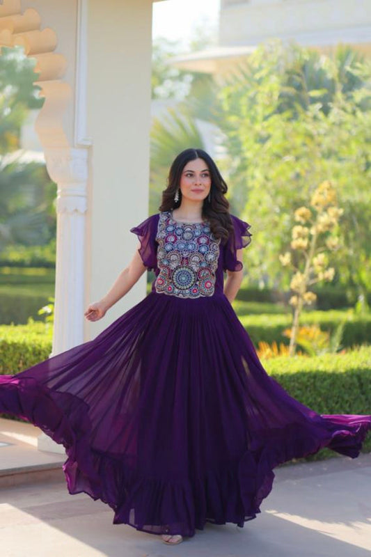 Blooming long gown with dupatta.