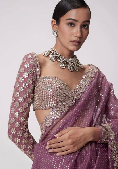 Mirror saree Pure Georgette sequence lining fabric