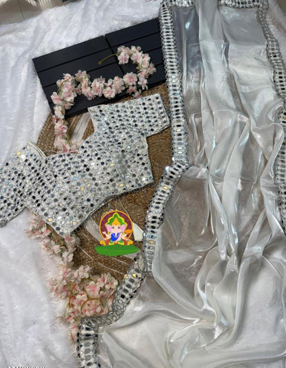 Jimmy Choo Satin Fabric Mirror Work
