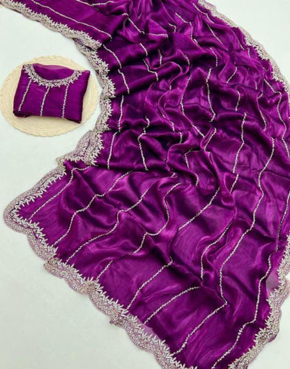 Zimmy Choo hand work saree diamond stone work