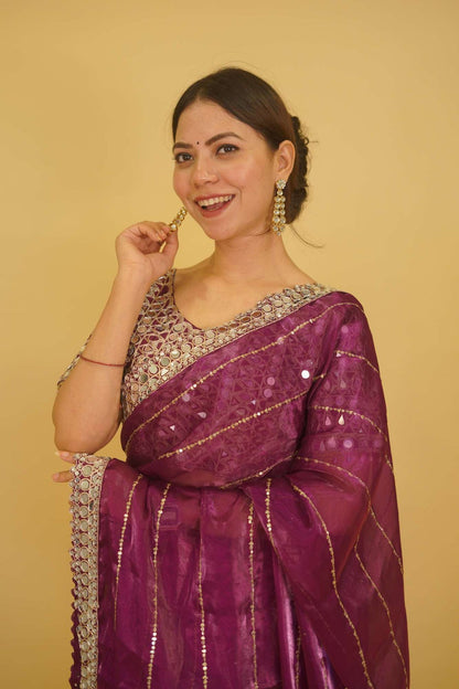 Mirror work saree