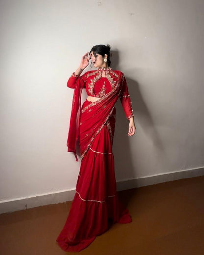 Party Wear Faux Georgette Lehenga Saree