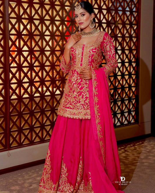 Chinon silk top bottom dupatta,